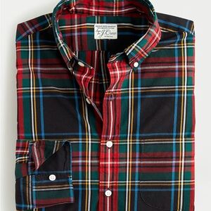 J. Crew Men's Stretch Secret Wash cotton poplin in Stewart tartan Large